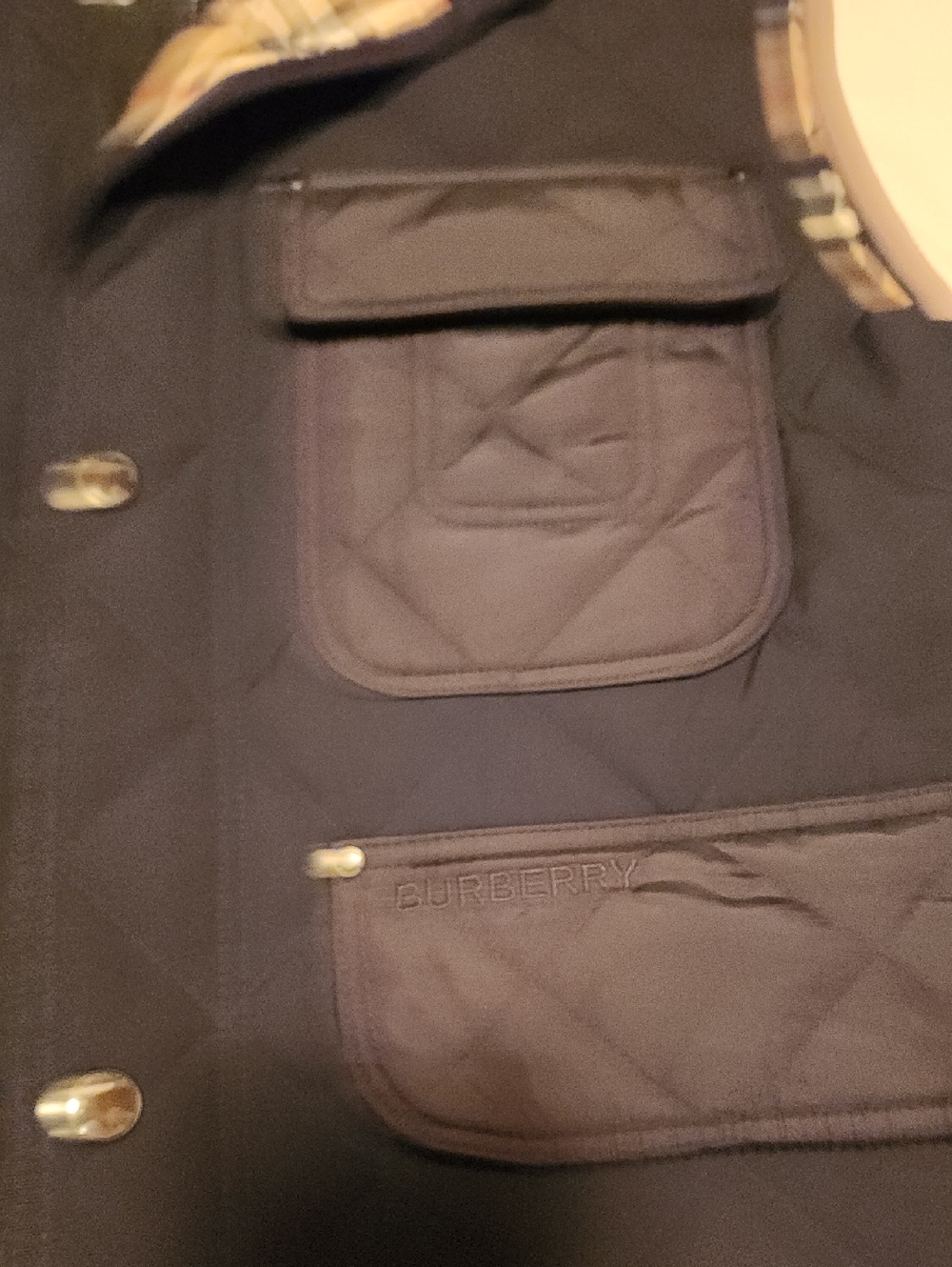 Burberry Black Quilted veset with Embossed Logo Pockets